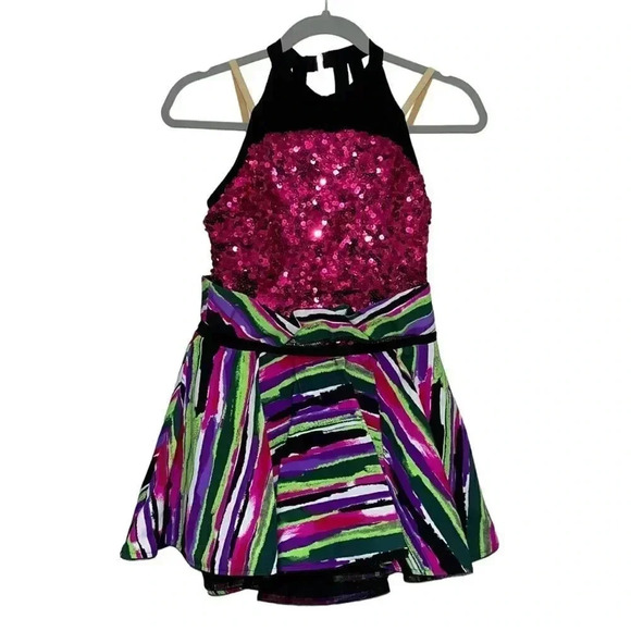Revolution Other - Dance! Kids size XLC gorgeous magenta sequin top with multi-colored skirt EUC